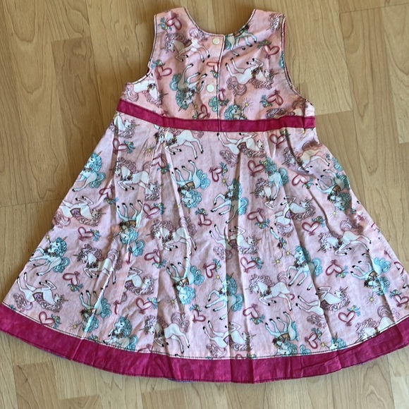Reversible dress. Little girls size.  Handmade. Unicorns one side/purple other. - Picture 3 of 11